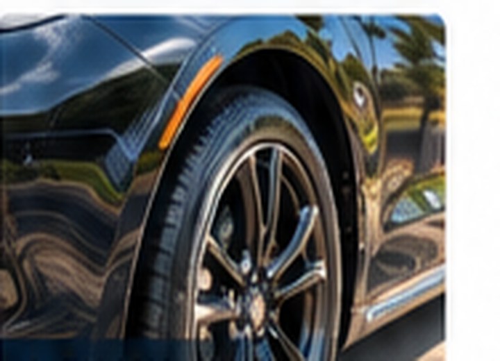 Exterior detailing process with a freshly finished wheel and tire